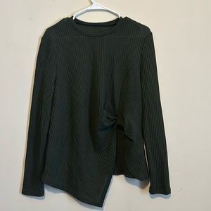 Women’s large dark green asymmetrical long sleeve top